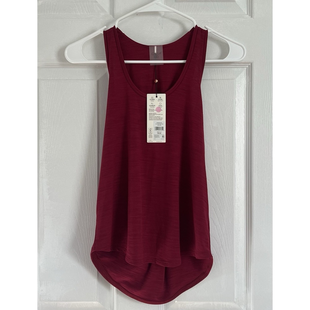 Calia Women's Flowy Twist Back Gym Performance Workout Tank Top Burgundy Sz‎ XXS